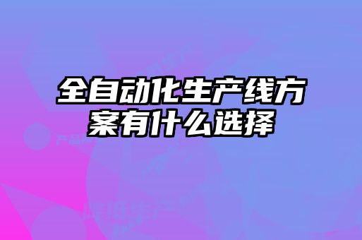 全自動化生產(chǎn)線方案有什么選擇