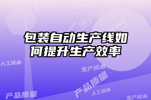 包裝自動(dòng)生產(chǎn)線(xiàn)如何提升生產(chǎn)效率